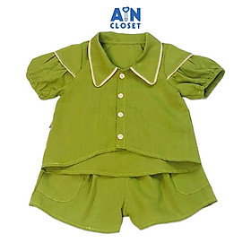 Bộ quấn áo ngắn bé gái Xanh golf đũi xược - AICDBGCGY2ME - AIN Closet
