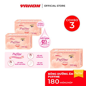 Combo Bông Đắp Toner Dưỡng Da PUFFME Airlaid, 180 Miếng/Hộp