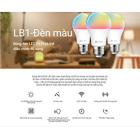Mua Bóng đèn EZVIZ LB1  Đèn Trắng Ngà hoặc Đèn màu (16 triệu màu)  Kết nối WI-FI  Điều Khiển Từ Xa Qua Ứng Dụng Di Động  Cài đặt lịch trình & hẹn giờ  Tiết kiệm năng lượng--Hàng chính hãng