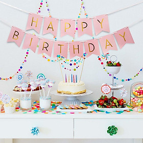 Dây treo trang trí sinh nhật chữ Happy Birthday màu hồng nhạt