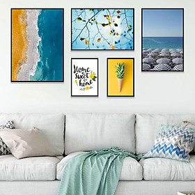 Mua Tranh Canvas - Set 5 Tranh Hoa Và Biển Home Sweet Home PMK5032