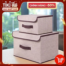 Mua Bộ 2 Hộp Vải Đựng Đồ Đa Năng HQ3 Có Nắp Đậy  Set 2 Tủ Vải Đựng Đồ Có Quai Xách  Chính hãng
