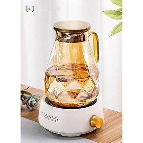 Bình Ly thuỷ tinh vàng có quai dáng kim cương | BỘ BÌNH CỐC BOROSILICATE SIÊU NHẸ - CHỊU NHIỆT - CƯỜNG LỰC LỤC GIÁC QUAI