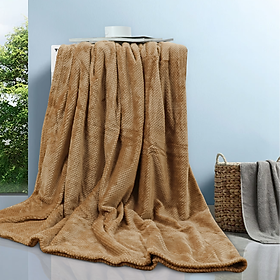 Mua Mền San hô NIN - Broccoli Brown 1m8x2m 100% vải Microfiber  mền lông tuyết vân kẻ ô vuông nhỏ mềm mại  ấm áp  chăn thu đông cao cấp  kiểu dáng Hàn Quốc  dùng được cho cả xe hơi oto  gấp gọn