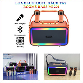 Loa Karaoke Bluetooth 5.3 Booms Bass M3201+ Có Led Rgb Sang Trọng Công Suất Lớn Bass Cực Căng Kèm 2 Micro