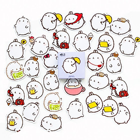 Hộp miếng dán sticker trang trí Molang- Chó Shiba Inu-Chuột Hamster