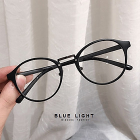 Kính Giả Cận, Gọng Kính Cận Nam Nữ Mắt Tròn Gọng Nhựa Đen Nhám Siệu Nhẹ Không Độ Hàn Quốc - BLUE LIGHT SHOP