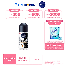 Lăn Ngăn Mùi NIVEA MEN Black&White Ngăn Vệt Ố Vàng Vượt Trội - Hương Mạnh Mẽ (50 ml) - 85392
