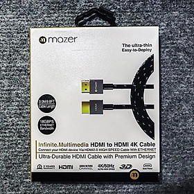 HÀNG CHÍNH HÃNG - Dây Cáp Mazer UltraThin HDMI 4k  bọc Nylon bền bỉ và lâu dài