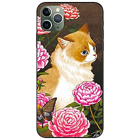 Ốp lưng in cho Iphone 11 Pro Max Mẫu Mèo Và Hoa