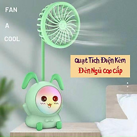 Mua Quạt mini tích điện cầm tay quạt để bàn kèm đèn đổi màu quạt kèm đèn ngủ