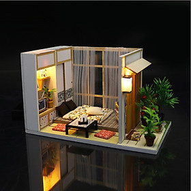 Mô hình nhà DIY Doll House Nhà Cổ Nhật Bản Kèm Đèn LED và Mica chống bụi