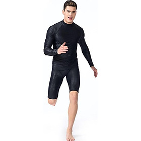 Men's Long-Sleeved Rashguard Split Swimsuit Spandex Surfing Floats Snorkeling Clothing Top