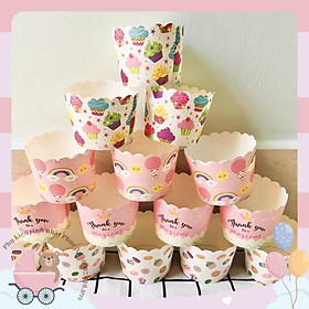 Set 50 ly cupcake nướng bánh muffin  giấy cứng