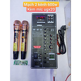 Combo Mạch Loa Kéo Công Suất 2 kênh Lớn Kèm Mic Không Dây ugx20 gold