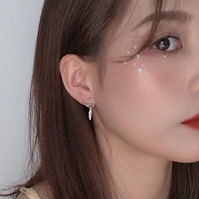 Khuyên tai bông tai nữ ulzzang hàn quốc cá tính bấm xỏ lỗ vòng tròn chiếc lá và thanh thẳng KBC50