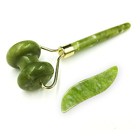 Manual Jade Massager Kit Face Scraper & Roller for Face Massage Natural Jade Stone Facial Roller Anti Aging Anti-wrinkle
