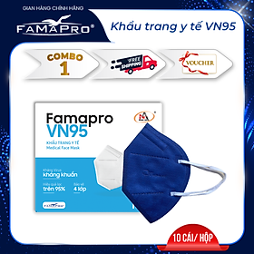 [HỘP - FAMAPRO VN95] Khẩu trang y tế kháng khuẩn 4 lớp Famapro VN95 đạt chuẩn N95 (10 cái/ hộp)
