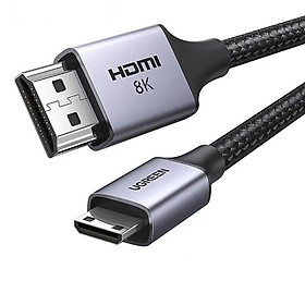 Ugreen UG15514HD163TK 1M 8K60Hz 2.1 Cáp chuyển Mini HDMI sang HDMI dây bọc dù - HÀNG CHÍNH HÃNG