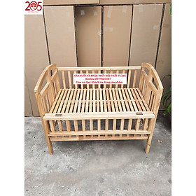 Giường Cũi Gỗ Thông Nhà Máy Màu Gỗ Tự Nhiên Kích Thước 110 x 70 x 96 tặng