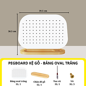 Bảng lỗ Pegboard kệ gỗ kim loại Dola Home, không khoan tường, trang trí bàn làm việc góc học tập