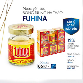 Hình ảnh [Combo 5 lọ + TẶNG 1 lọ cùng loại ( 6 lọ x 70ml)] Nước yến sào Đông Trùng Hạ Thảo FUHINA 12%