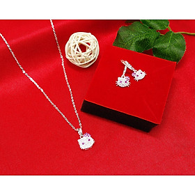 Bộ trang sức Mèo Kitty dễ thương - Xinh xắn đáng yêu - Trang sức bạc Panmila (BTS.KITTY)