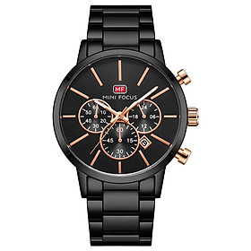 Đồng hồ nam MINI FOCUS Đồng hồ đeo tay Quartz phong cách doanh nhân chống thấm nước 3ATM-Màu đen