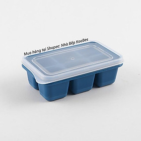Mua Khay đá khay trữ đông ăn dặm  làm thạch rau câu silicon dẻo 6 ngăn có nắp đậy - Bộ chia thức cho bé ăn dặm KooBee (NB56)
