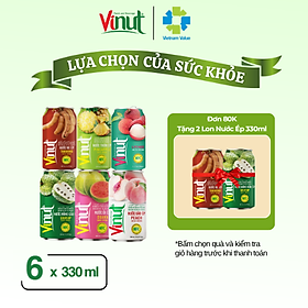 VINUT Combo Mix Lốc 6 Vị Nước Ép Trái Cây Tươi 330ml x 6
