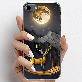 Ốp lưng cho iPhone 7, iPhone 8 nhựa TPU mẫu Nai vàng và mặt trăng