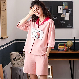 Đồ bộ mặc nhà Pijama quần đùi vải cotton 100% mềm mại và thoáng mát