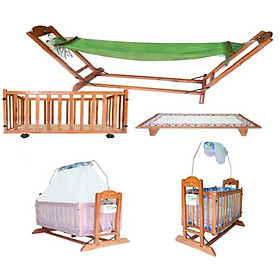 Nôi Điện Bằng Gỗ 4 Chức Năng: Giường - Nôi - Củi - Võng