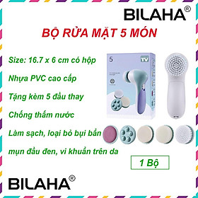 Máy Rửa Mặt Rung 5 Đầu Thay Thế Làm Sạch Bụi Bẩn, Vi Khuẩn Có Hại Trên Da BILA1126