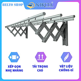 Giàn phơi gắn tường Nhôm cao cấp 2m -GPGT-bạc