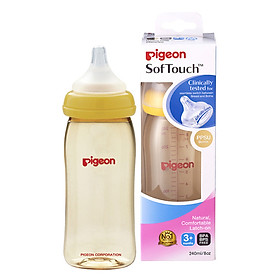 Bình sữa Pigeon cổ rộng PPSU PLUS ( Tặng 01 lục lạc gỗ phát tiếng vui nhộn cho bé )