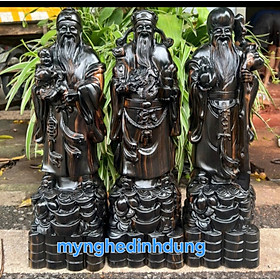 Bộ tượng tam đa phúc lộc thọ bằng gỗ mun kt cao 30×11×9cm