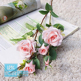 Mua Hoa Giả Hoa Lụa - HOA HỒNG PHÁP Loại 1 Giống Thật - 1 Cành 4 Bông