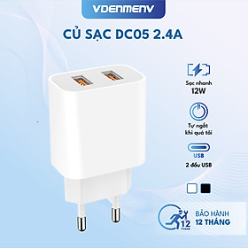 Mua Củ Sạc Nhanh 12W VDENMENV DC05 Vỏ Nhựa ABS Chống Cháy  2 Đầu USB  Tự Ngắt Khi Quá Tải - Hàng Chính Hãng