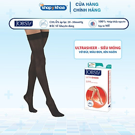 Vớ y khoa đùi silicone JOBST UltraSheer - Siêu mỏng, màu đen, kín ngón, 20-30mmHg, giãn tĩnh mạch chân (Tất y khoa)