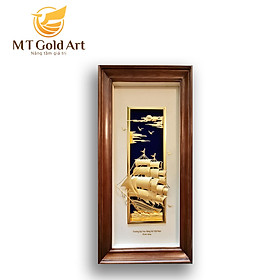 Tranh thuyền thuận buồm xuôi gió dát vàng (55x110cm) MT Gold Art- Hàng chính hãng, trang trí nhà cửa, phòng làm việc, quà tặng sếp, đối tác, khách hàng, tân gia, khai trương 