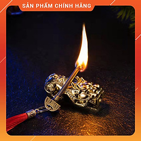 Mua Bật Lửa Kiêm Hột Quẹt Diêm Xăng Kiêm Móc Treo Chìa Khóa BZ018 Hình Chú Tỳ Hưu Tài Lộc May Mắn-Nhiều Màu