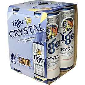 Lốc 4 lon Tiger Crystal lon cao mới (330ml/lon)