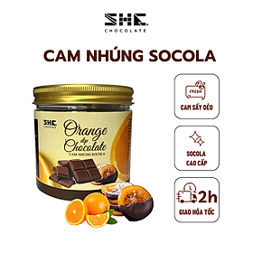 Cam nhúng Socola - Hũ pet 100g - SHE Chocolate - Bổ sung năng lượng, đa dạng vị giác. Quà tặng sức khỏe, quà tặng người thân, dịp lễ, thích hợp ăn vặt