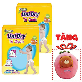 Combo 2 Tã Quần Unidry Ultra Jumbo XXL56 (56 Miếng) - Tặng 1 Thú Bông Dâu Tây Mặt Gấu