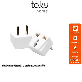 Mua Ổ Cắm Điện - Đầu Chuyển Đổi Phích Điện 3 Chân Sang 2 Chân || 3 Chạc Sang 2 Chấu  Tiện Dụng  An Toàn. TakyHome 8611