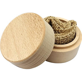 Wooden Round Beech Wedding Ring Box With Letter Happily Ever After On The Surface
