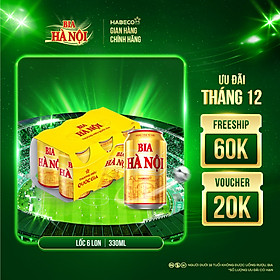 Lốc 6 lon Bia Hà Nội (330ml/lon)