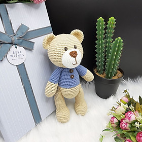 Gấu bông móc len Amigurumi cao cấp - Gấu Teddy 100% Cotton, quà tặng thú nhồi bông hình gấu Teddy