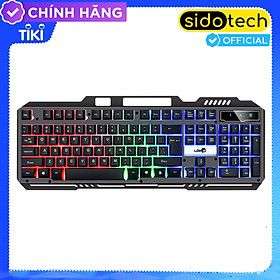 Bàn phím chơi game máy tính SIDOTECH V5 Pro Gaming chuyên nghiệp có LED cầu vồng xuyên phím, keycap 2 lớp chống mờ, gõ tốc độ cao, thiết kế khe đỡ điện thoại, chống nước chuyên dụng cho game thủ chuyên nghiệp - Hàng chính hãng